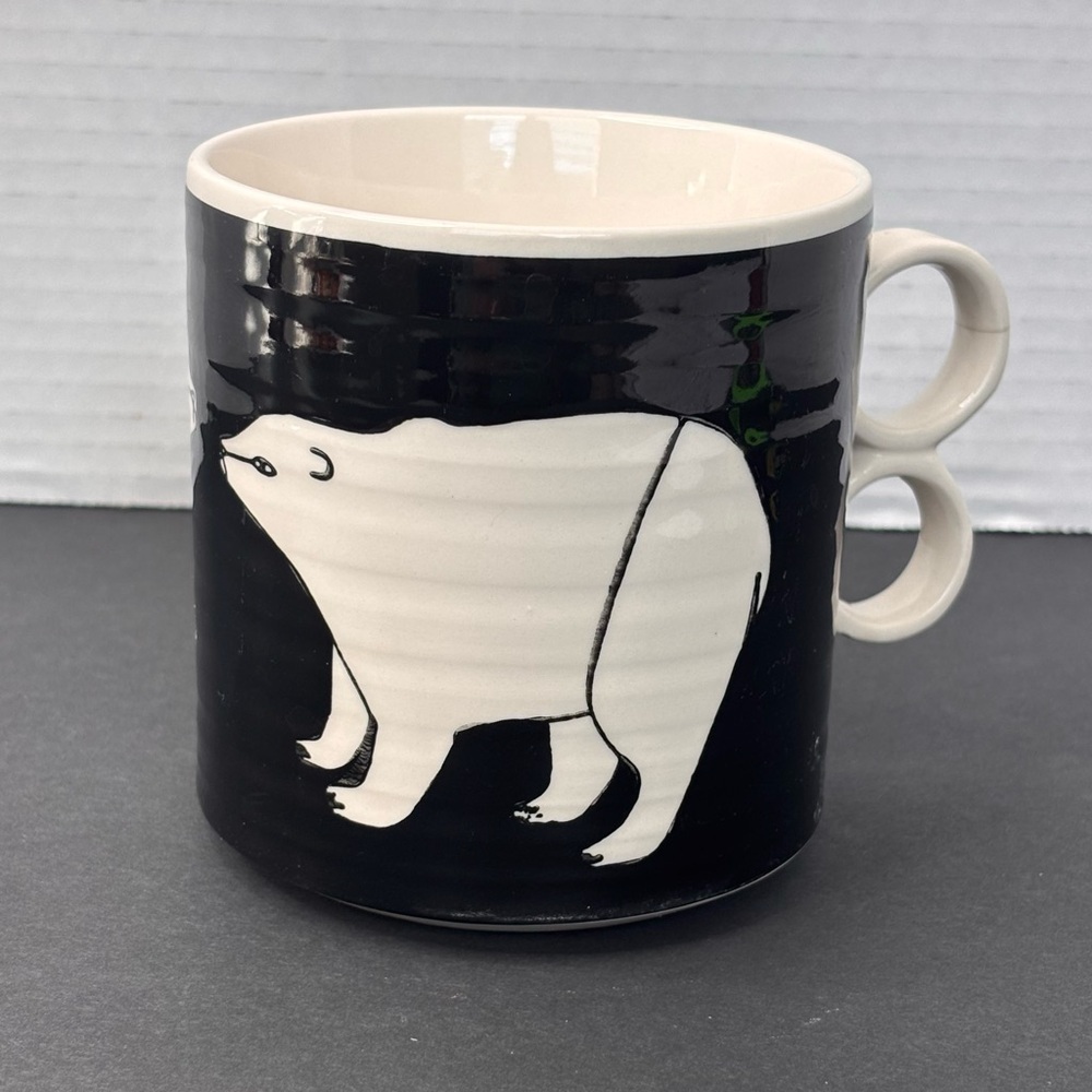 Anthropologie Keep Co Polar Bears Black Mug